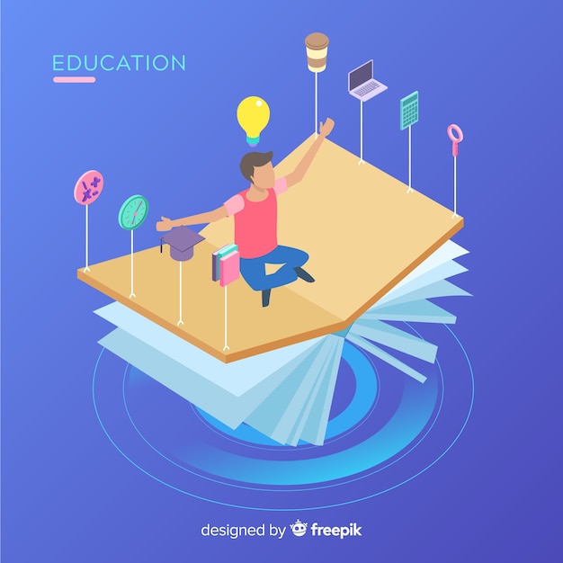 Isometric view of modern education concept