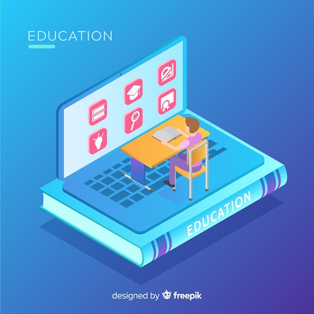 Isometric view of modern education concept