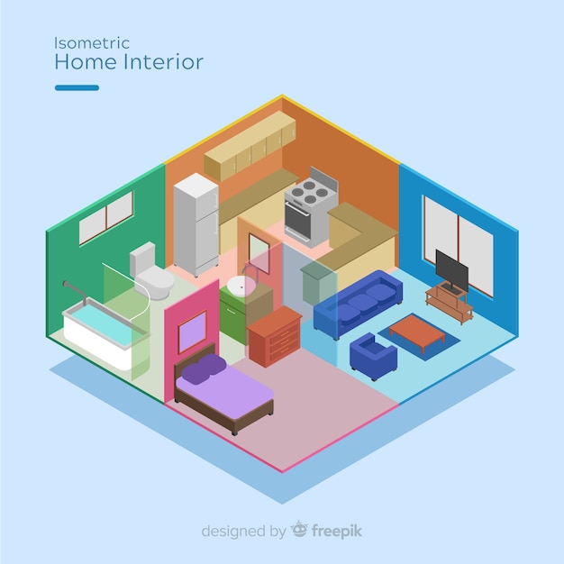 Isometric view of modern home interior