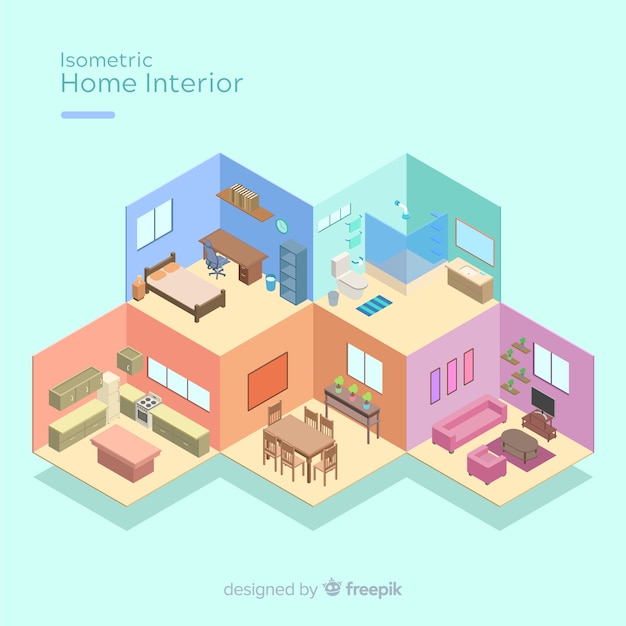 Isometric view of modern home interior