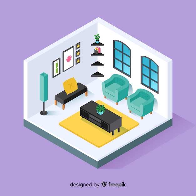 Free Vector isometric view of modern home interior