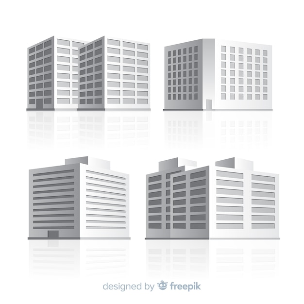 Free vector isometric view of modern office buildings