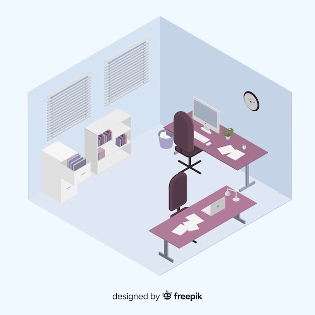 Free Vector isometric view of modern office interior