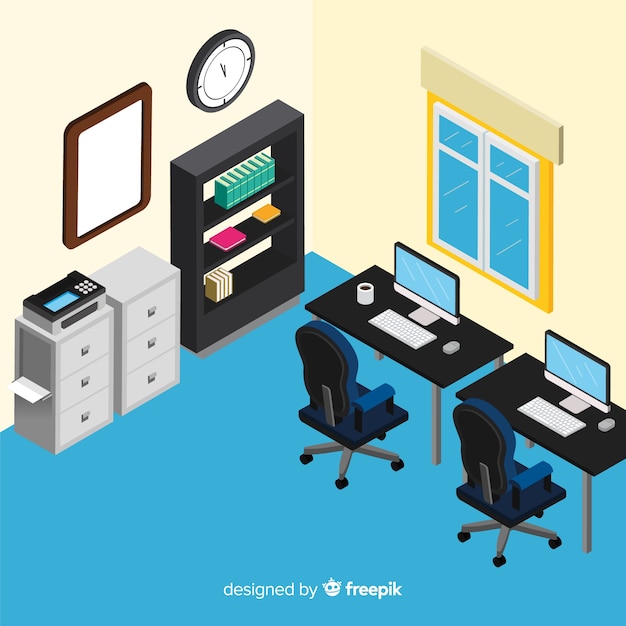 Free Vector isometric view of modern office interior