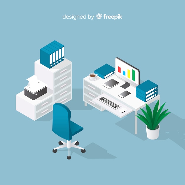 Free Vector isometric view of professional office desk