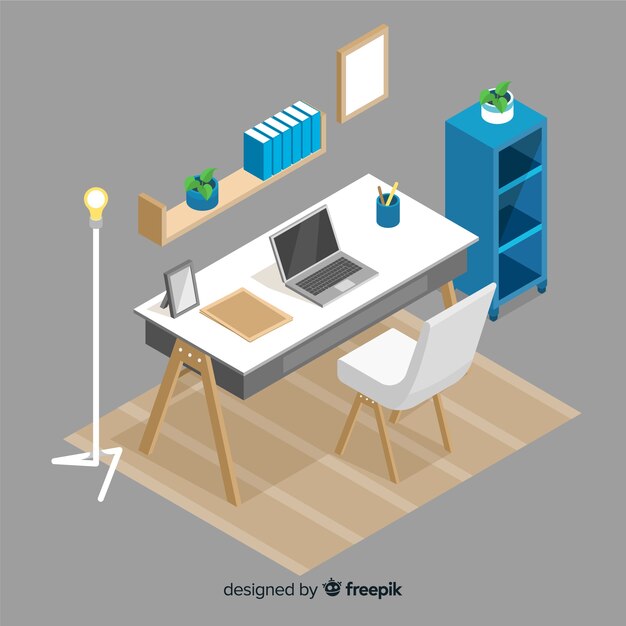 Isometric view of professional office desk