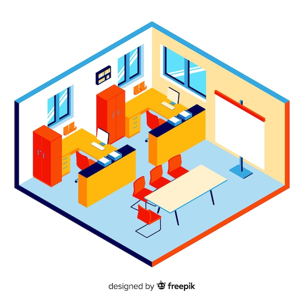 Free Vector isometric view of professional office interior