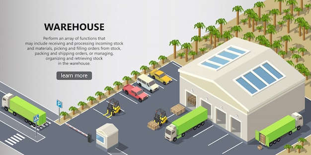 isometric warehouse, delivery service