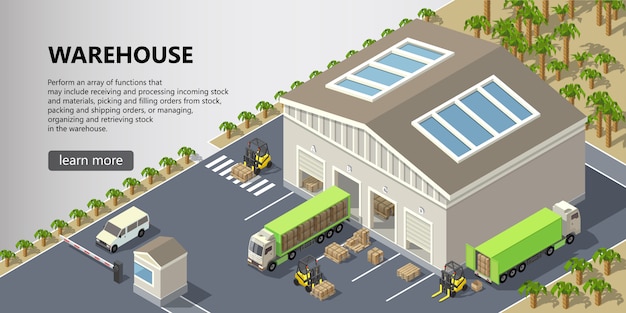 isometric warehouse, delivery service