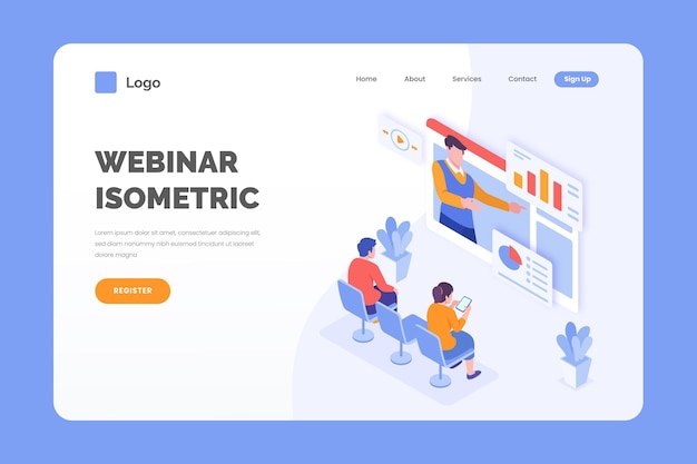 Isometric webinar landing page