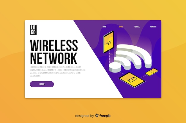 Isometric wireless network landing page template