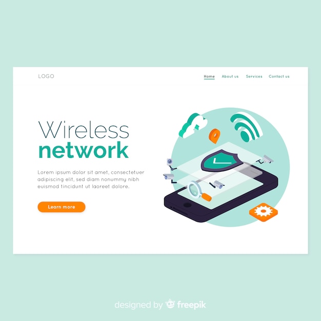 Free Vector isometric wireless network landing page