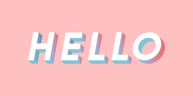 Free Vector isometric word hello typography on a millennial pink background vector