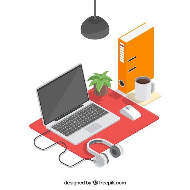 Isometric workspace with business style