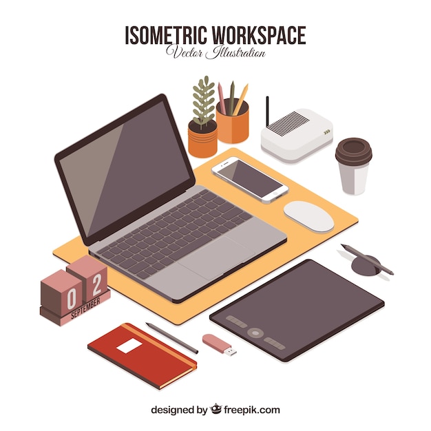 Isometric workspace with modern style