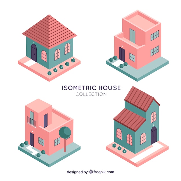 Free Vector isometriс houses collection