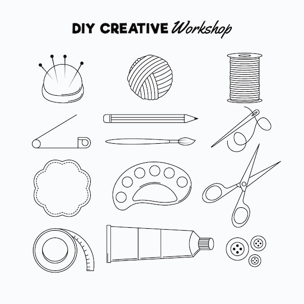 Free Vector do it yourself black and white sketches