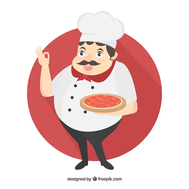 Italian cook with a pizza