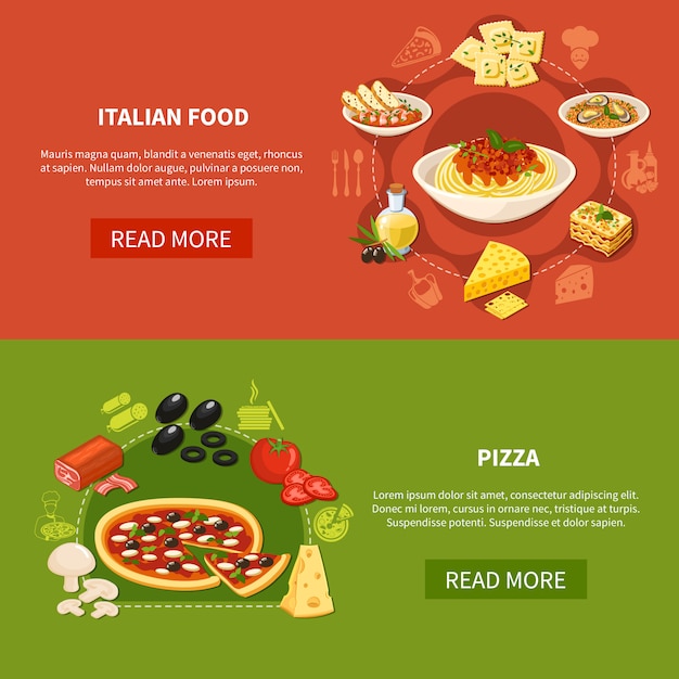 Italian Cuisine Horizontal Banners 