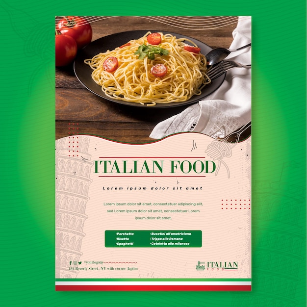 Italian delicious food poster print template