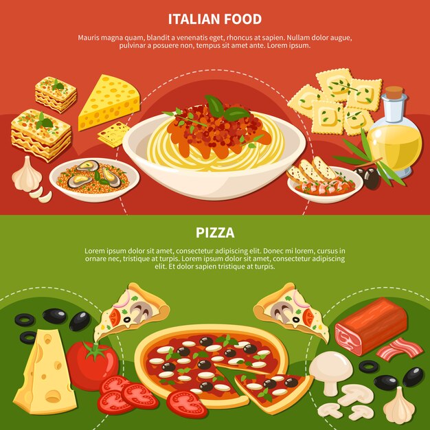 Italian Dishes Horizontal Banners 