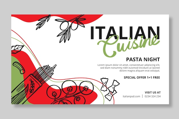 Italian food horizontal banner template