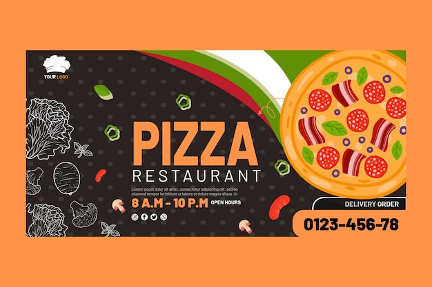 Italian food horizontal banner template