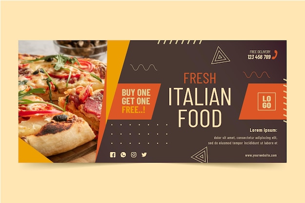 Italian food horizontal banner template