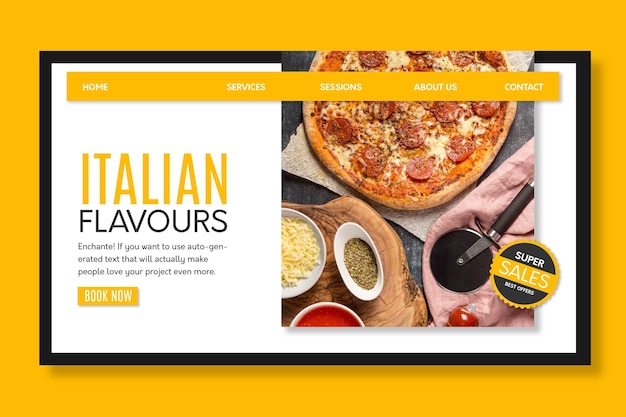 Italian food landing page template