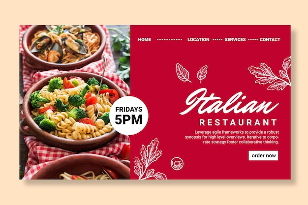 Italian food landing page template