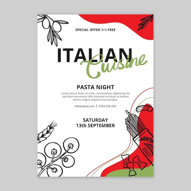 Italian food poster template