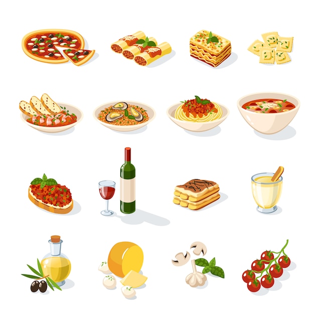 Free vector italian food set