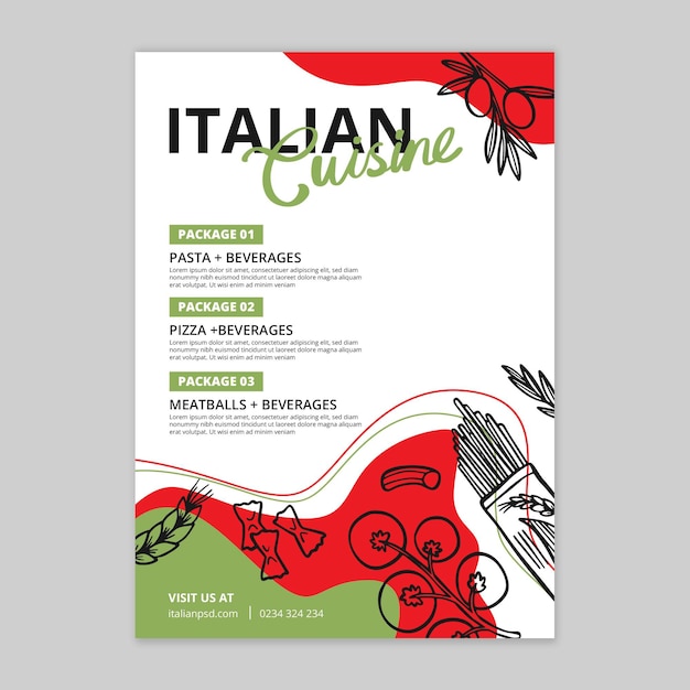 Free Vector italian food vertical flyer template