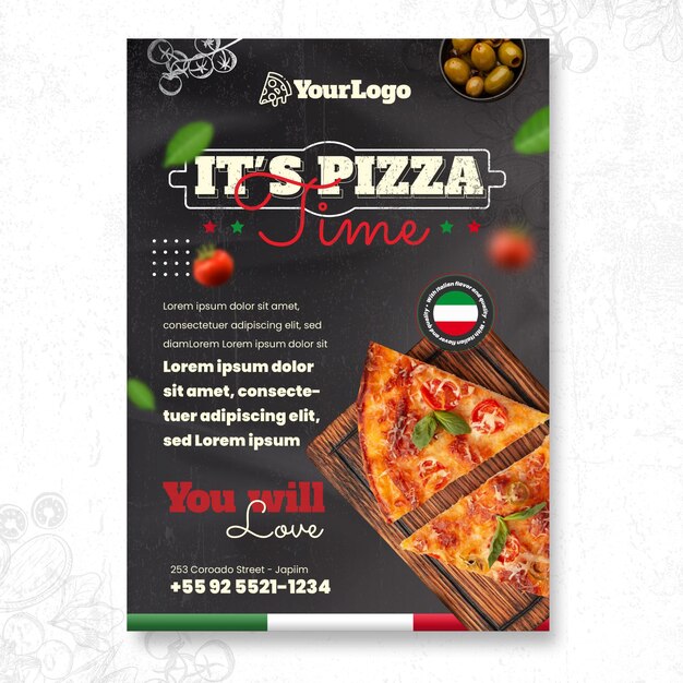 Italian food vertical flyer template