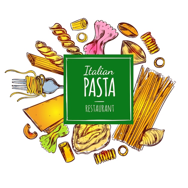 Free Vector italian pasta restaurant illustration