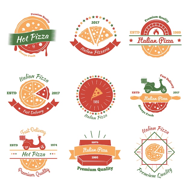 Free Vector italian pizza emblems set