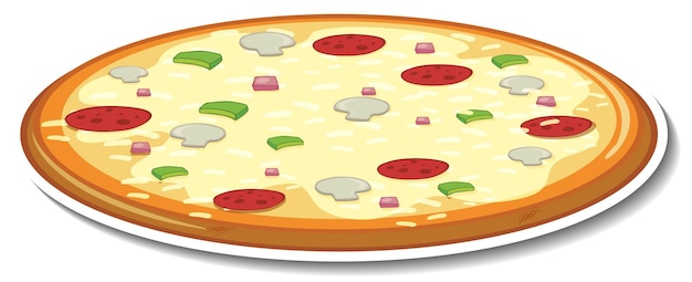 Italian pizza sticker on white background