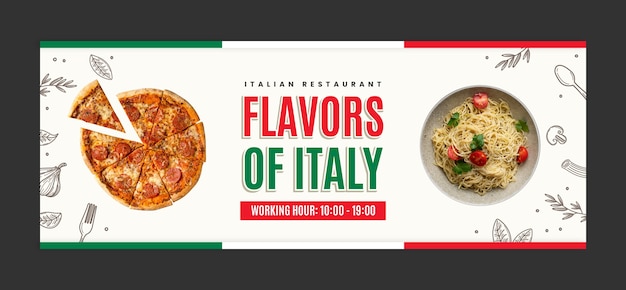 Italian restaurant facebook cover template