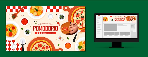 Free Vector italian restaurant youtube channel art