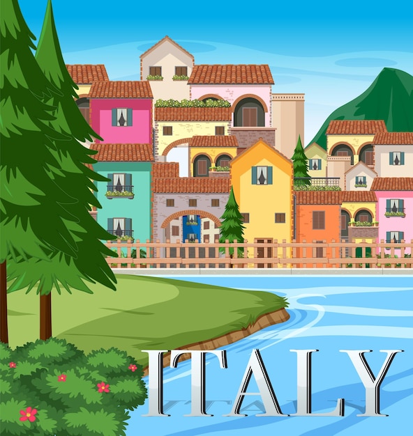 Free Vector italy iconic tourism attraction building background