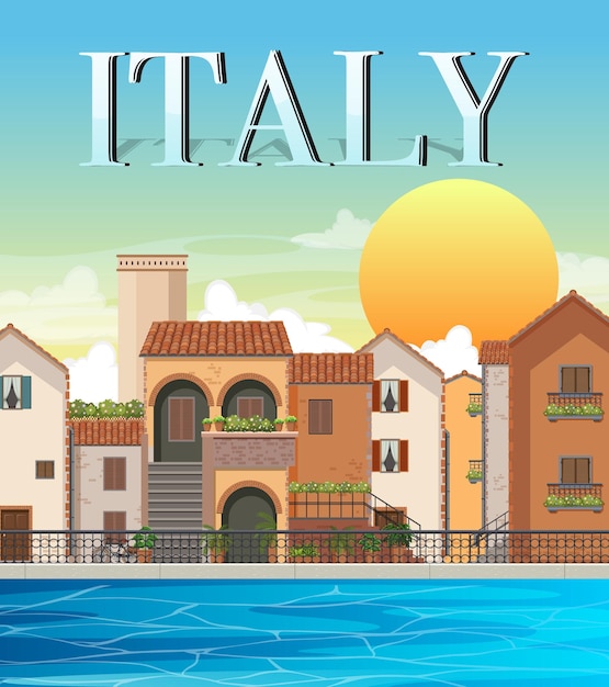 Free vector italy iconic tourism attraction building background