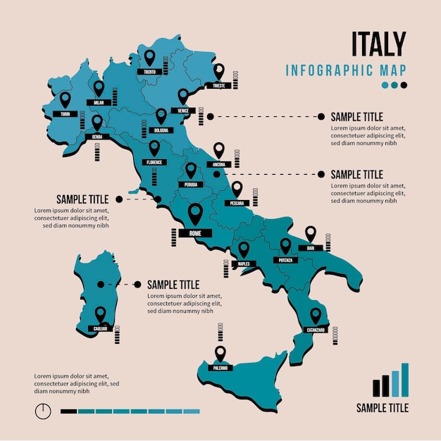 Italy map infographic in flat design