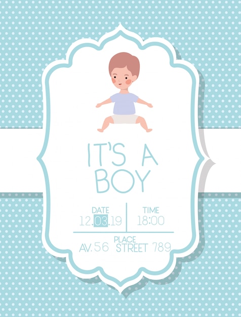 Its a boy baby shower card with little kid