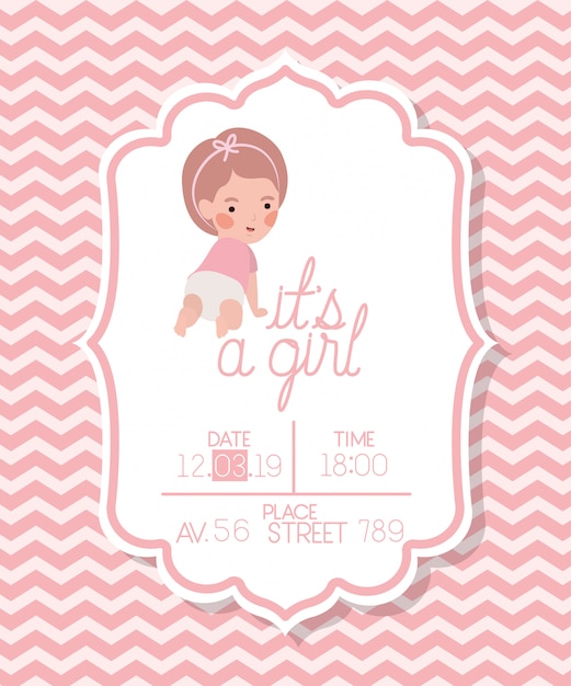 Its a girl baby shower card with little kid