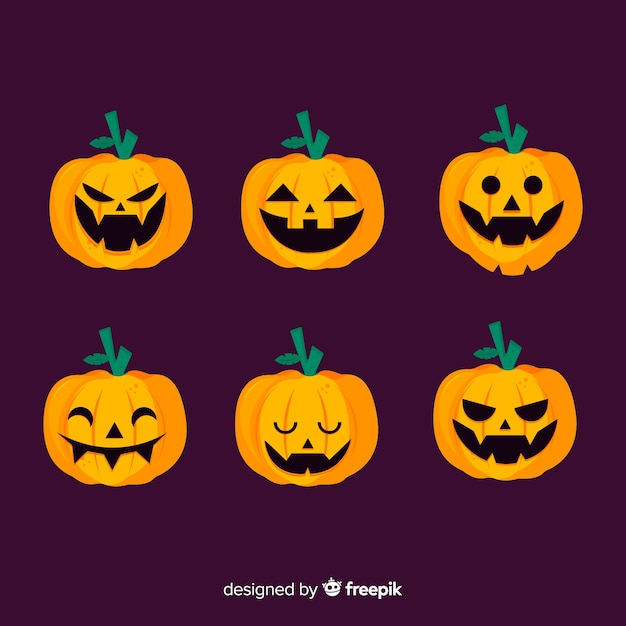 Jack o lantern flat halloween pumpkin on violet background