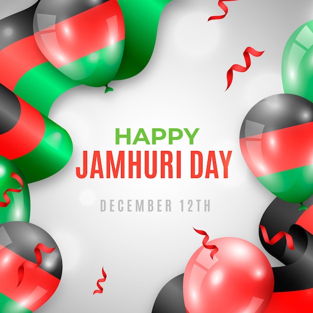 Free Vector jamhuri day with realistic balloons