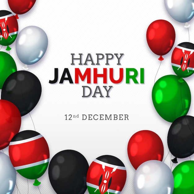 Free vector jamhuri day with realistic balloons