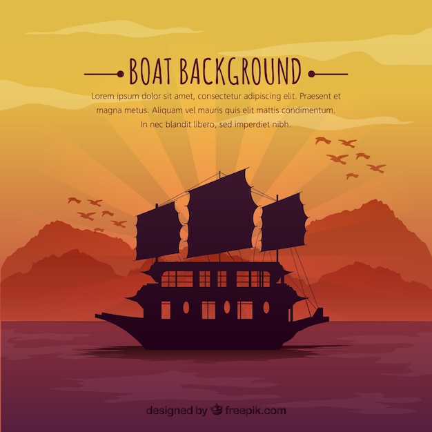 Free Vector japanese ancient boat background