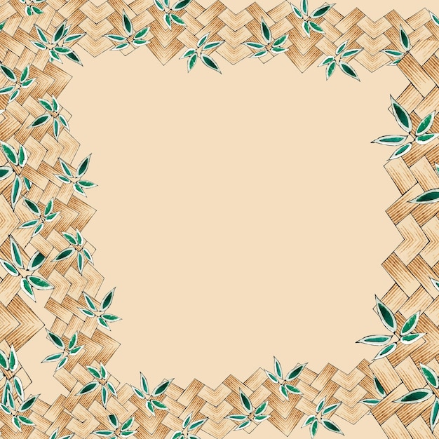 Free vector japanese bamboo weave background frame, remix of artwork by watanabe seitei