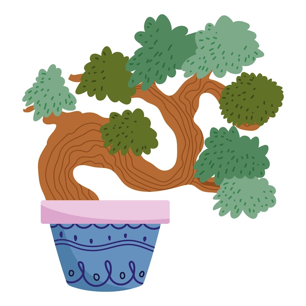 Free Vector japanese bonsai tree icon isolated